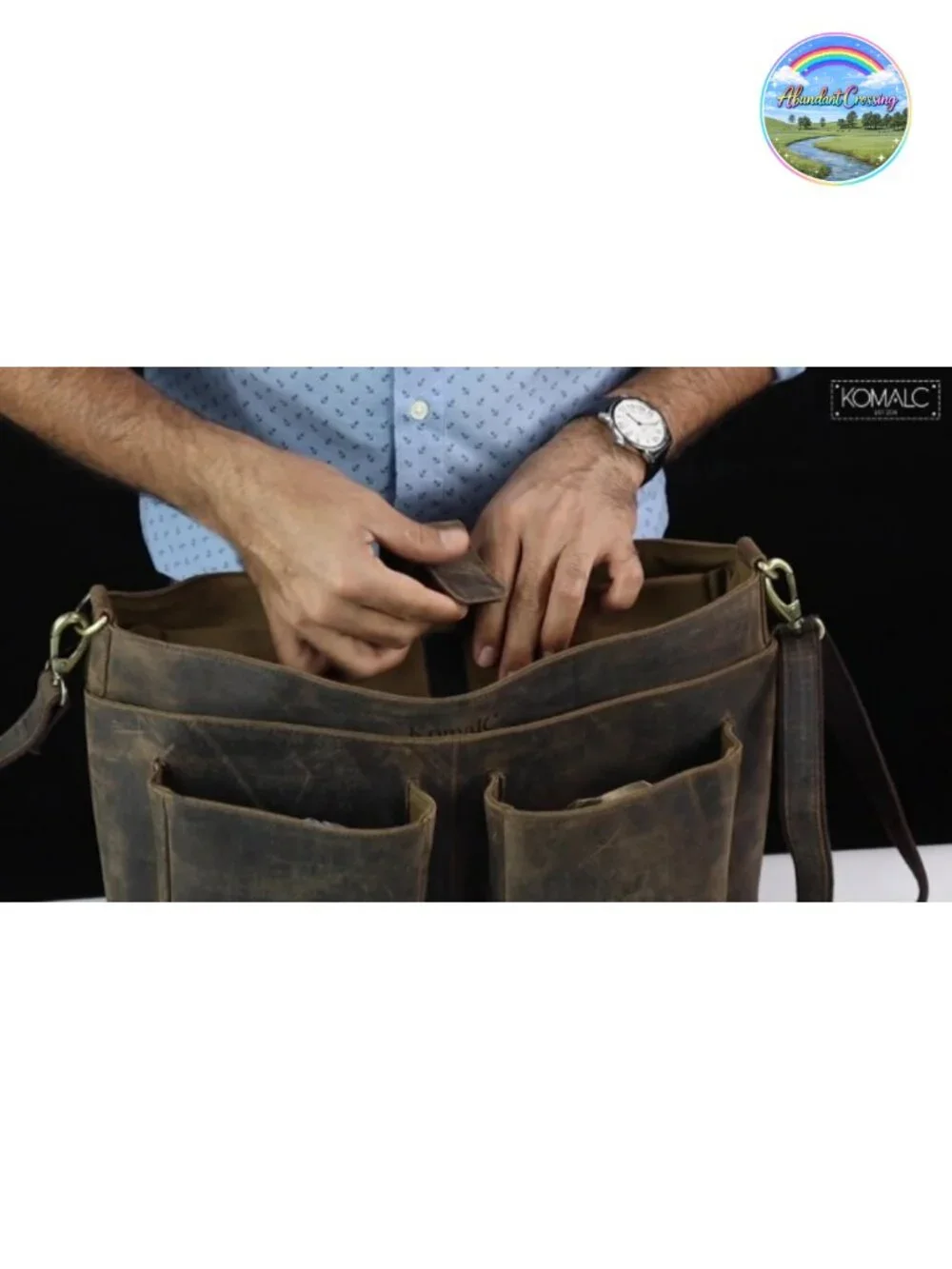 16 Inch Leather Briefcase Laptop Messenger Bag for Office